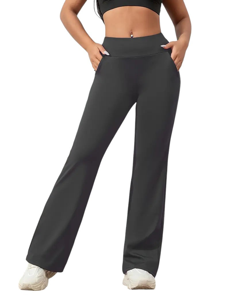 Olivia's High-Waisted Yoga Pants with Wide-Leg Design