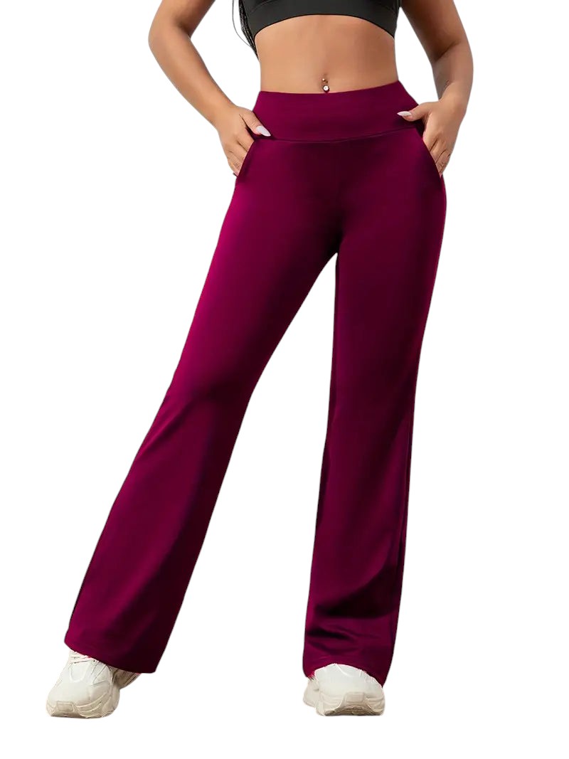 Olivia's High-Waisted Yoga Pants with Wide-Leg Design