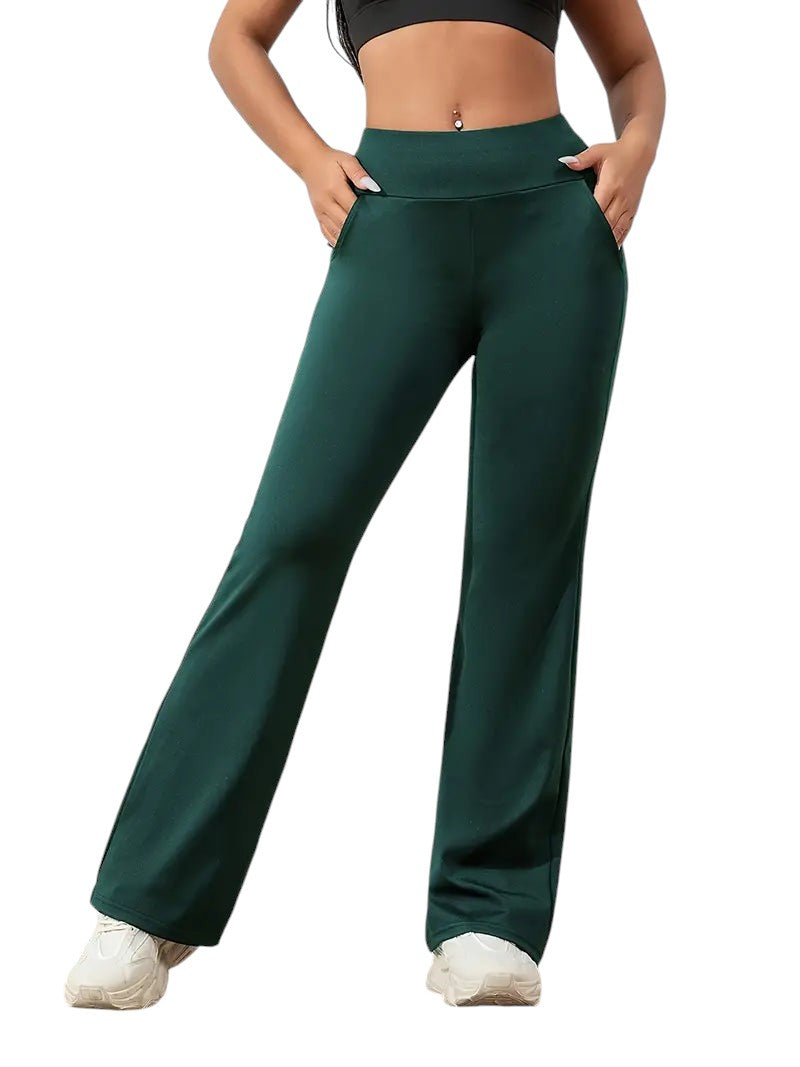 Olivia's High-Waisted Yoga Pants with Wide-Leg Design